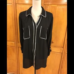 Dressy black with white trim blouse